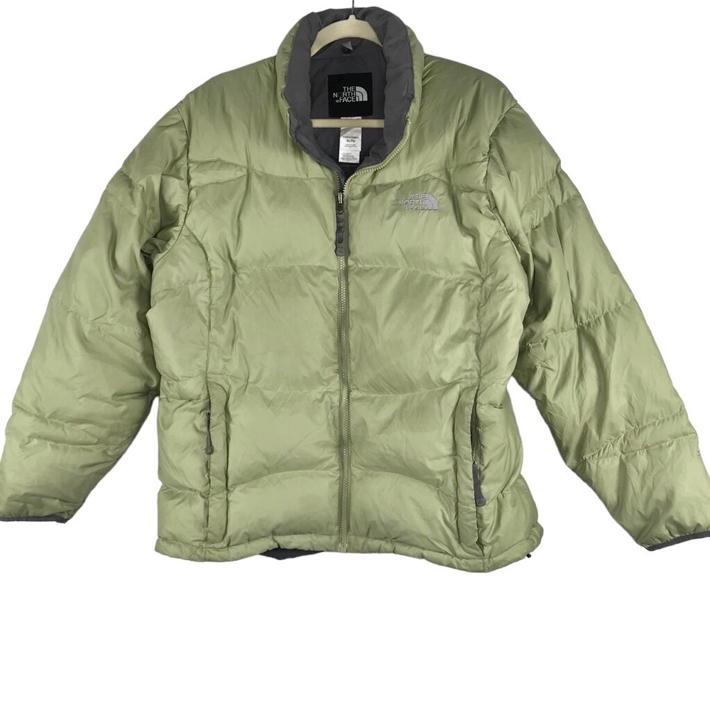 The North Face Women’s XL 550 Insulated Puffer Jacket Pockets Full Zip Mint/Grey